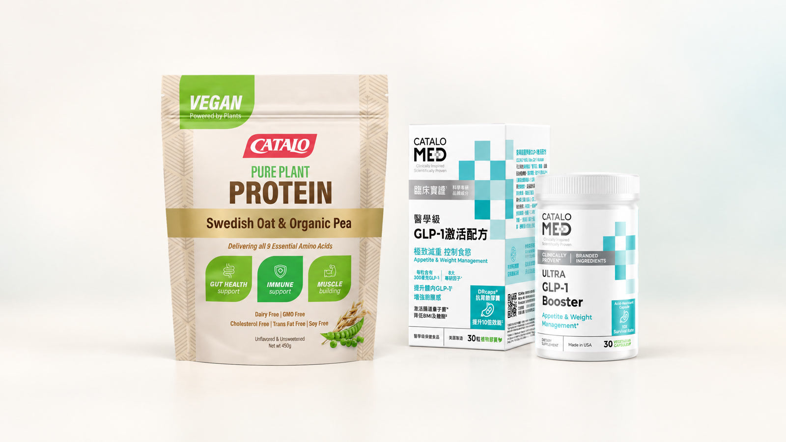 CATALO Pure Plant Protein Powder and CATALO MED Ultra GLP-1 Booster