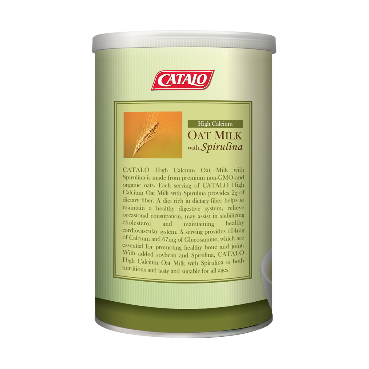 CATALO家得路高鈣螺旋藻燕麥奶 500克，含螺旋藻及104mg鈣質，穩定膽固醇，強健骨骼，補充營養，適合素食者及關注健康人士。