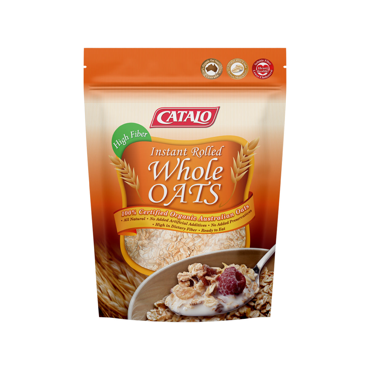 CATALO家得路高纖即食燕麥片(原片) 500克，含水溶性纖維，降低膽固醇，促進心血管健康，無添加劑，適合素食者。