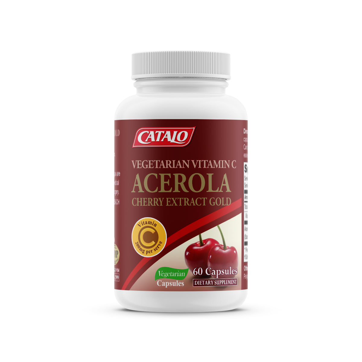 CATALO家得路金裝針葉櫻桃C精華 60粒，含200mg天然維他命C，抗老化美白，增強免疫力，適合素食者及孕婦。