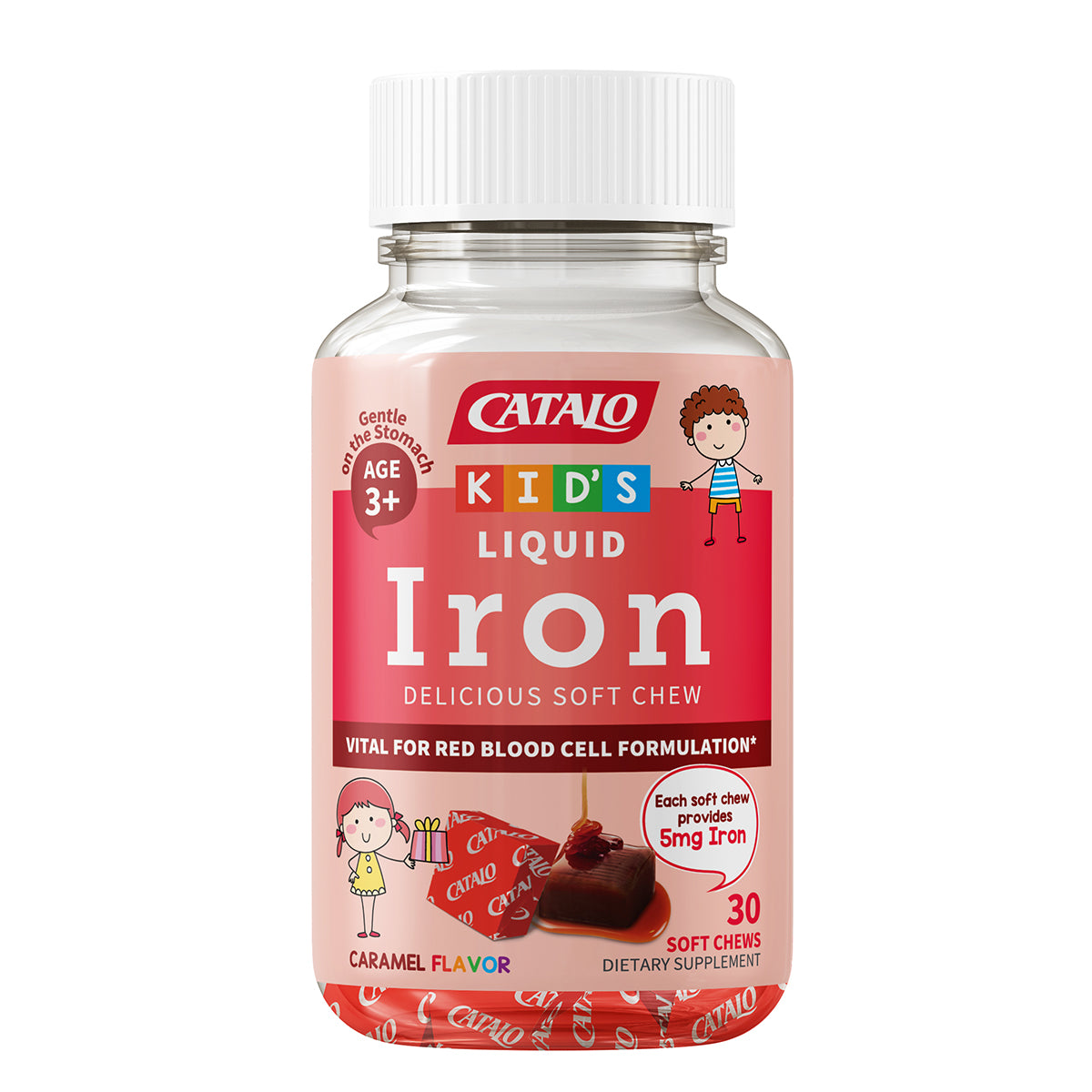 CATALO家得路兒童液體鐵軟糖 30粒，含焦磷酸鐵，促進血液循環，補充成長鐵質，保持活力，適合3歲以上兒童。