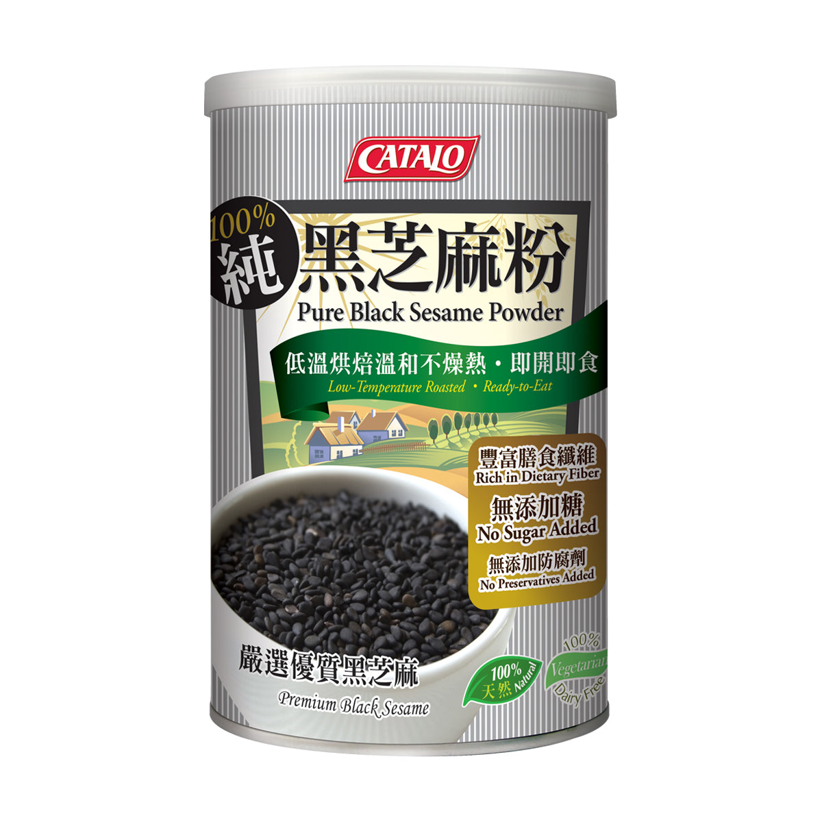 CATALO家得路100%純黑芝麻粉 454克，含豐富膳食纖維及抗氧化物，促進骨骼健康，烏髮養顏，潤腸通便，適合素食者及關注心血管人士。