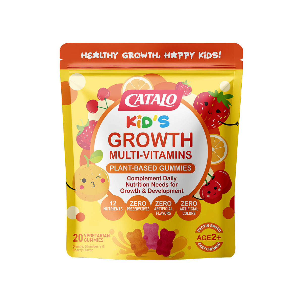 CATALO家得路兒童健營成長維他命軟糖 20粒，含12種營養素，促進成長及腦部發育，適合2歲以上兒童及偏食者。