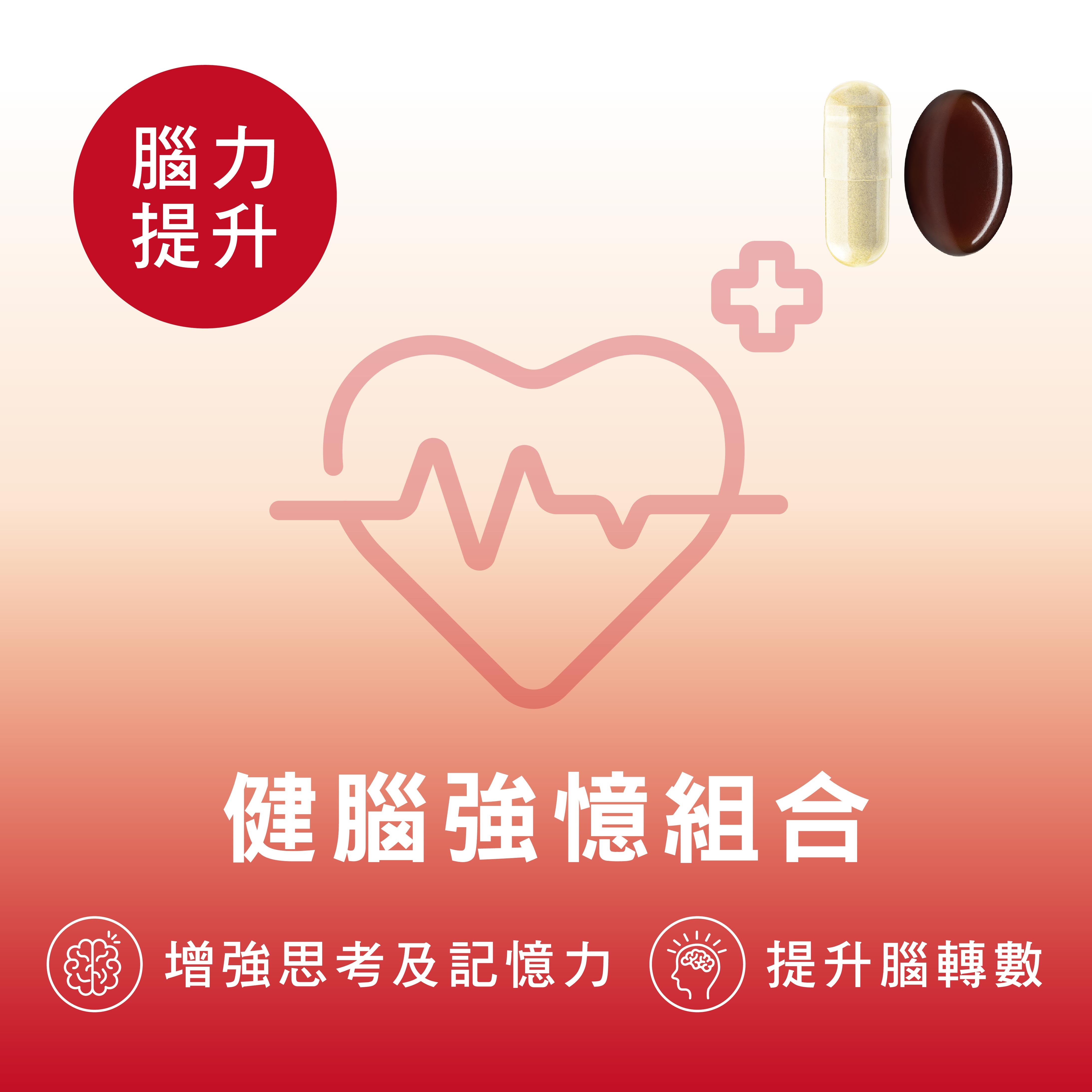 CATALO家得路健腦強憶組合，含磷脂絲氨酸及DHA，提升記憶力及認知力，適合經常用腦者。