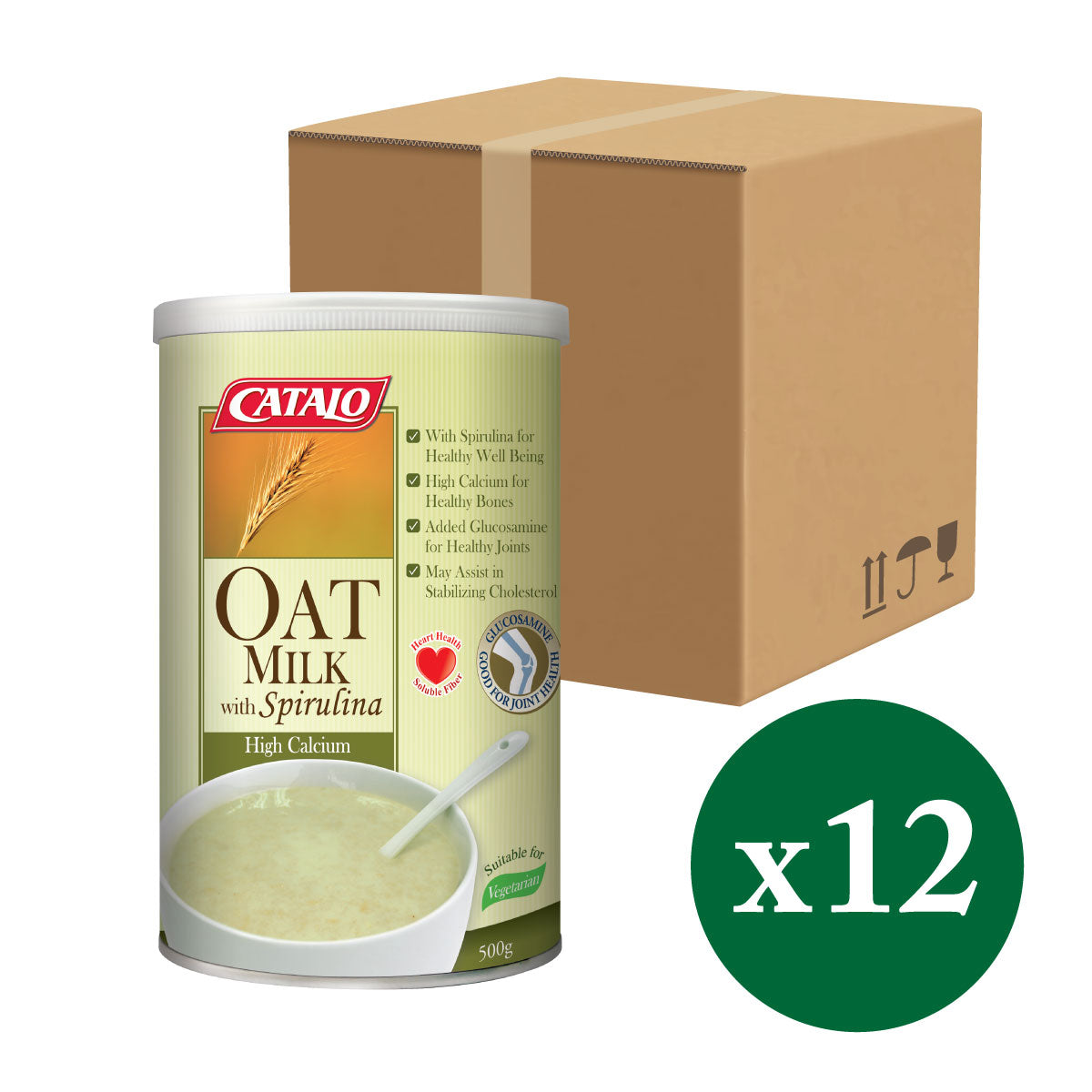 CATALO家得路高鈣螺旋藻燕麥奶 500克，含螺旋藻及104mg鈣質，穩定膽固醇，強健骨骼，補充營養，適合素食者及關注健康人士。