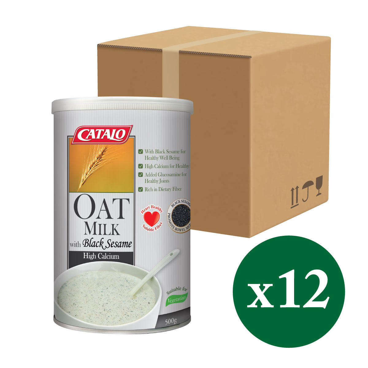 CATALO家得路高鈣黑芝麻燕麥奶 500克，含114mg鈣質及黑芝麻，烏髮強骨，穩定膽固醇，適合素食者及關注骨骼人士。