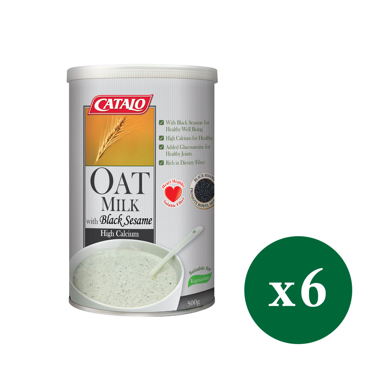 CATALO家得路高鈣黑芝麻燕麥奶 500克，含114mg鈣質及黑芝麻，烏髮強骨，穩定膽固醇，適合素食者及關注骨骼人士。